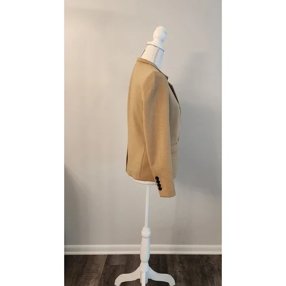 NWT Ann Taylor Petite Cutaway Blazer Camel Tan 2P Size 2 Petite 2018 - Picture 5 of 9